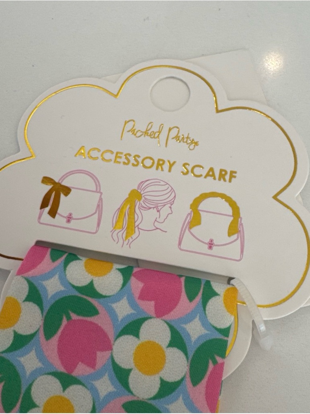 Packed Party Pink Floral  Accessory Scarf with Yellow and Green Accents